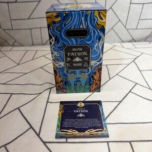 Patron Silver Tequila Limited Edition Tin Tavo Montañez Blue Aztec Art 750ml‎